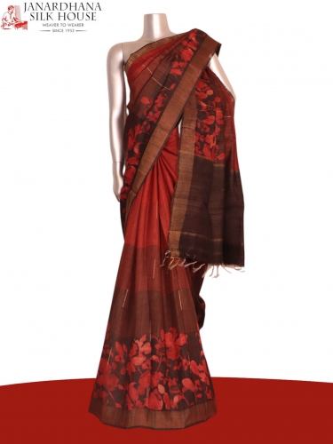 Pure Multi Shade Floral Tussar Silk Saree